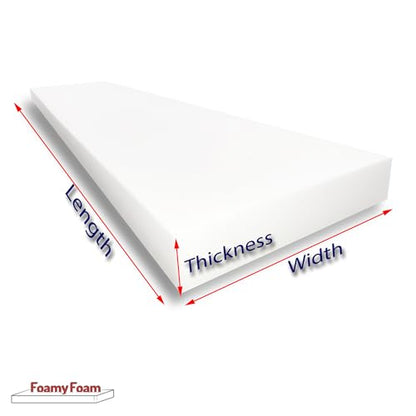 FOAMYFOAM Upholstery Foam Cushion High Density 6'' Height x 22'' Width x 39'' Length Custom Cut