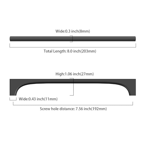 Asidrama 10 Pack 7.5 Inch(192mm) Matte Black Cabinet pulls Kitchen Cabinet Handles, Cabinet Pulls Kitchen Cabinet Hardware for Cupboard Drawer Pulls 2321 - color: Matte Black, size: 7.5" Hole Center, style: 10 Pack