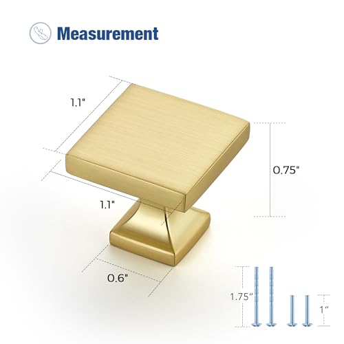 Ravinte Cabinet Knobs Brushed Gold Square Knobs, Drawer Knobs, 10 Pack - color: Brushed Gold