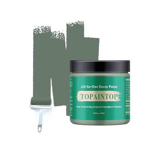 All-in-One Water-Based Wood Refinishing Paint - Low VOC, Fast-Drying, for Furniture, Cabinets & Doors - Easy Furniture Makeovers, with Paint Roller (Sage Green, 16 Fl Oz) - color: Sage Green
