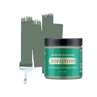 All-in-One Water-Based Wood Refinishing Paint - Low VOC, Fast-Drying, for Furniture, Cabinets & Doors - Easy Furniture Makeovers, with Paint Roller (Sage Green, 16 Fl Oz) - color: Sage Green
