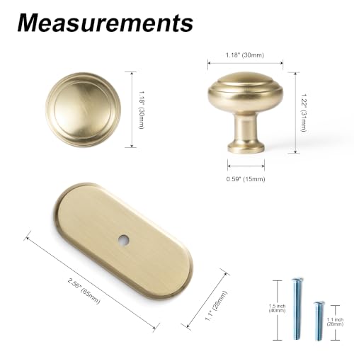6Pack Champagne Bronze Cabinet Knobs with Backplate Drawer knobs - color: Champagne Bronze, style: Racetrack
