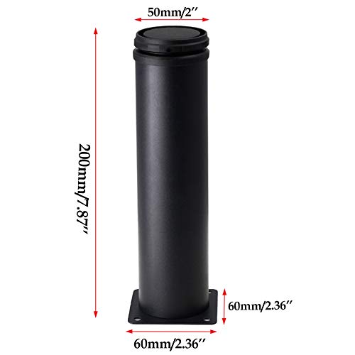 Set of 4 Adjustable Stainless Steel Furniture Legs 8 Inch Black - color: Black, size: 8 inch