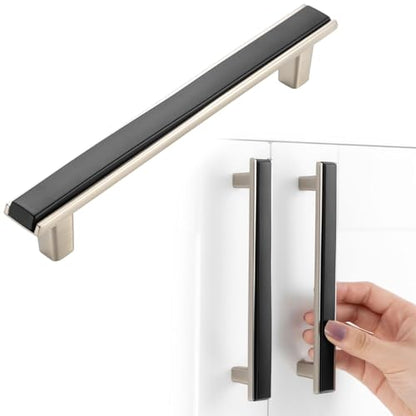 Black and Nickel Cabinet Pulls Drawer Handles 5 Inch 5 Pack 2281 - color: Matte Black & Brushed Nickel, size: 5 In Hole Distance, style: 5 Pack