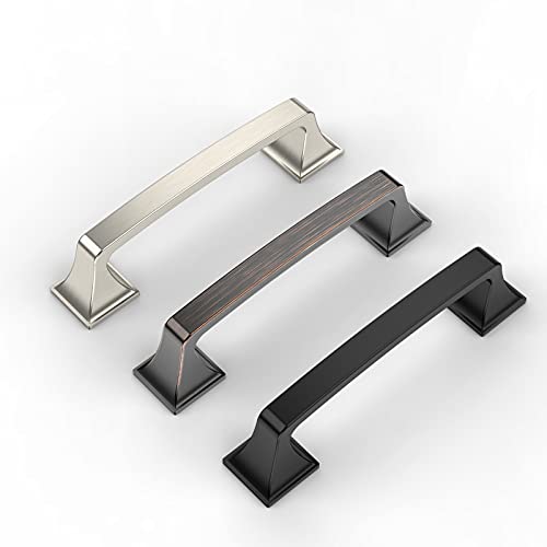 Amerdeco 10 Pack Kitchen Cabinet Handles Brushed Satin Nickel Cabinet Pulls 3.75 Inch(96mm) Hole Center Cabinet Hardware for Bathroom Drawer Pulls Dresser Pulls - color: Brushed Satin Nickel, size: 3.75"/96mm Hole Center