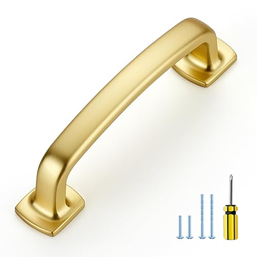 Ravinte Arch Cabinet Pulls 3" 10 Pack Brushed Brass Kitchen Cabinet Handles - color: Brushed Brass, size: 3 inch hole center