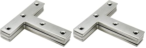 T Brackets Mending Plate 3.14" x 3.14" Stainless Steel Flat Repair Plate - 10pcs (Pack of 2) - size: T Shape 80mm x 80mm 10pcs (Pack of 2)