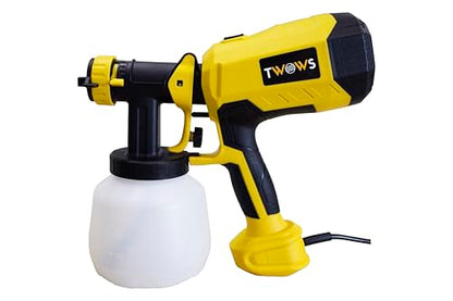TWOWS, Paint Sprayer, 600W, HVLP Paint Gun, with 1200Ml Container, Cleaning & Viscosity Cup,4 Copper Nozzles and 3 Patterns, for House, Walls, Furniture, Carbinets, Fence, Door etc, Easy to Clean.