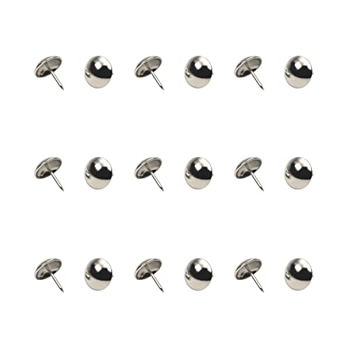 Aicosineg 60Pcs 0.83"Height Upholstery Nails Tacks 0.75"Head Dia Stainless Steel Modern Style Metal Round Thumb Push Pins for Furniture Decorative Hardware Cork Board Sofa Chair Headboards Silver Tone - color: 19*21*4mm 60pcs