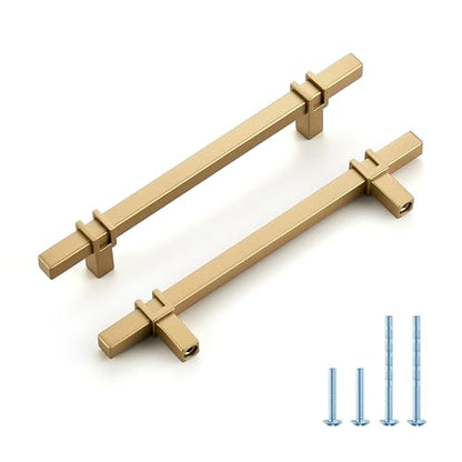 HOME EDIT 5 inch Cabinet Handles, 10 Pack Kitchen Cabinet Handles Gold Drawer Pulls Zinc Alloy Square Bar Kitchen Pulls - color: Gold, size: 5 Inch Hole Center