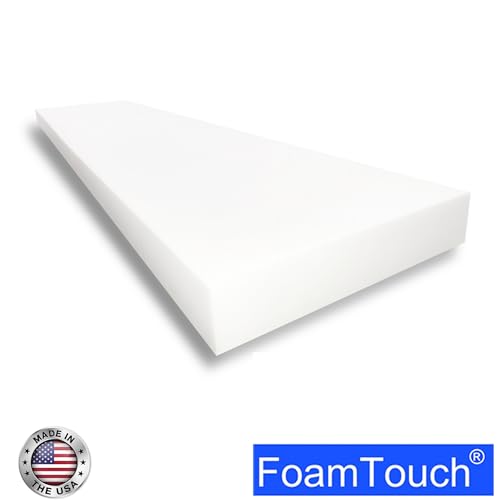 FoamTouch High Density Upholstery Foam (2" x 24" x 72"), 1.79LB Density-45LB ILD, Made in USA – Ideal for Couch Cusions, Chair Cushions, Bench Cushions and Varity of Upholstery Projects - size: 2" x 24" x 72"