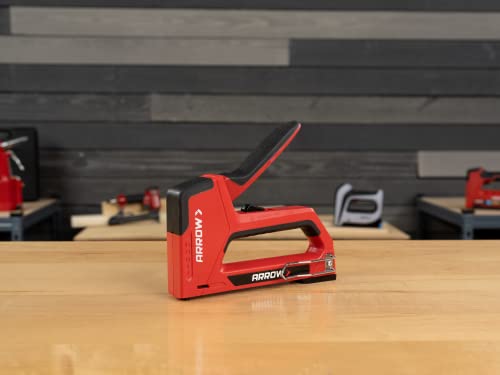 Arrow T501 5-in-1 Manual Staple and Nail Gun, Wire Stapler, and Brad Nailer for Wood, Upholstery, Construction, Insulation, Crafts, Fencing, and Cable, Black/Red - size: (Pack of 1)