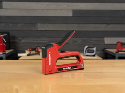 Arrow T501 5-in-1 Manual Staple and Nail Gun, Wire Stapler, and Brad Nailer for Wood, Upholstery, Construction, Insulation, Crafts, Fencing, and Cable, Black/Red - size: (Pack of 1)