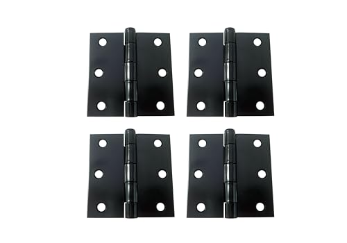 QCAA Square Door Butt Hinge, Heavy Gauge, Swaged, Loose Pin, 3"x3"x2.0mm, Black, Made in Taiwan, 4 Pack - color: Black(3*3), size: 4 Pack