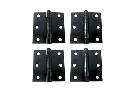 QCAA Square Door Butt Hinge, Heavy Gauge, Swaged, Loose Pin, 3"x3"x2.0mm, Black, Made in Taiwan, 4 Pack - color: Black(3*3), size: 4 Pack