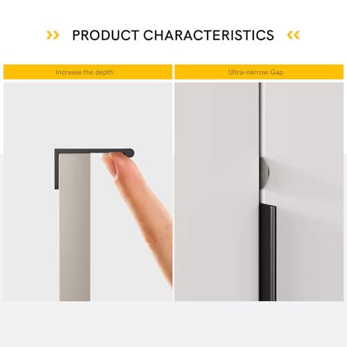 Rergy 10 Pack 3-3/4" Cabinet Pulls Black Finger Pulls for Cabinets - color: Black, size: Hole Center: 3-3/4in(96mm)
