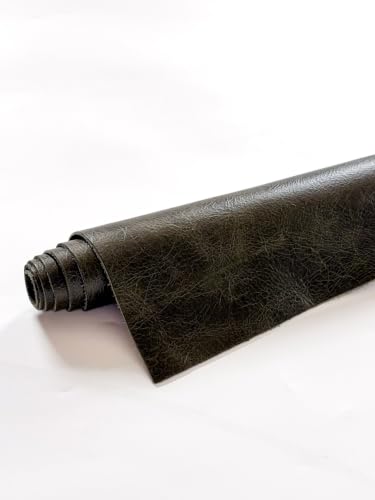 Natural Grain Cow Leathers: 12'' x 24'' Pre-Cut Leather Pieces (Olive Distressed, 1 Piece) - color: Olive Distressed, size: 1 Piece