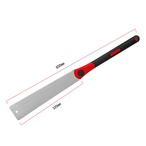 Double Edged Hand Saw, 32cm/12.5” Japanese Ryoba Pull Saw Flexible Flush Cut Saw for Fine and Coarse Cutting Woodworking (Red)