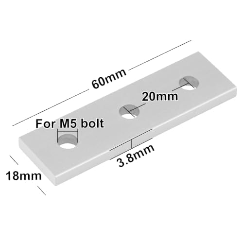 12 Pcs 2020 Flat Joining Plates, Aluminum Mending Plate, 60mm x 18mm - size: 60mm x 18mm
