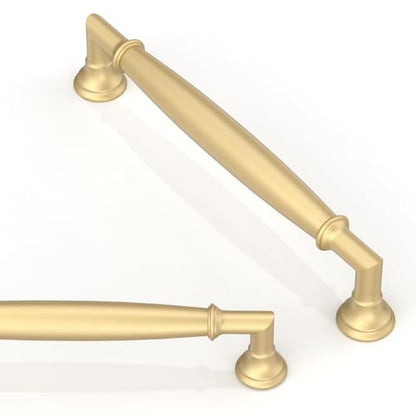10 Pack Brushed Gold Cabinet Pulls 5 Inch(128mm) Kitchen Cabinet Handles Solid Zinc Alloy Cabinet Hardware Drawer Pulls - color: Brushed Gold, size: 5" Hole Center
