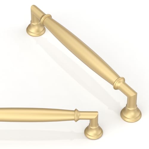 10 Pack Brushed Gold Cabinet Pulls 5 Inch(128mm) Kitchen Cabinet Handles Solid Zinc Alloy Cabinet Hardware Drawer Pulls - color: Brushed Gold, size: 5" Hole Center