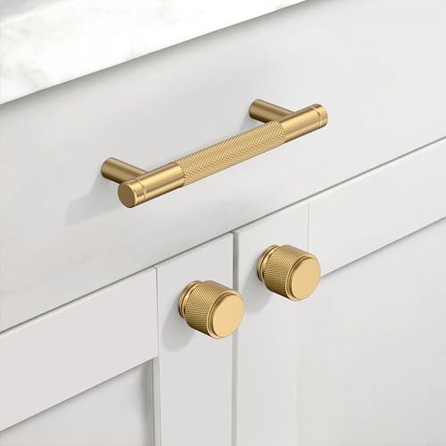Champagne Bronze Knurled Cabinet Handles Kitchen Pulls 3.75 Inch 10 Pack - color: Champagne Bronze, size: 3.75" Hole Center