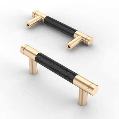 Asidrama 10 Pack 3.5 Inch(89mm) Matte Black and Gold Cabinet Pulls Knurled Cabinet Handles Cupboard Handles Kitchen Cabinet Hardware for Cupboard Drawer Pulls - color: Black-Gold, size: 3.5" Hole Center, style: 10 Pack