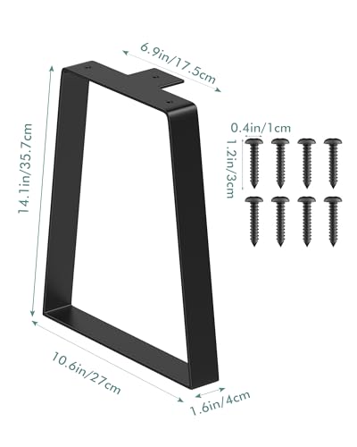 Metal Table Legs 14 Inch, Trapezoid Desk Legs DIY Bench, Side/Coffee Table - size: 14 Inch Legs