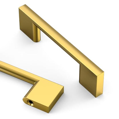 Asidrama 10 Pack 3 Inch(76mm) Vibrant Brushed Moderne Brass Cabinet Pulls Heavy-Duty Solid Kitchen Cabinet Handles Drawer Hardware for Bathrooms Cabinets 2008 - color: Vibrant Brushed Moderne Brass, size: 3" Hole Center(76mm), style: 10 Pack