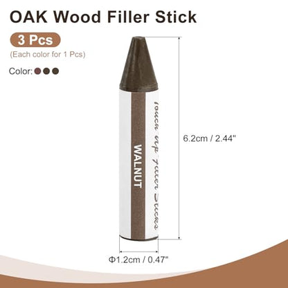 uxcell Wood Filler Stick, 3 Pcs Wax Sticks Wood Touch Up Markers - color: Walnut/Cherry/Light Brown