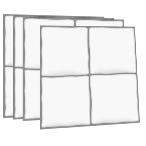 4 Sheets Pure White 6"x6" Peel and Stick Subway Tile Backsplash - color: Pure White, size: 4 Pcs 6" x 6" x 0.05"