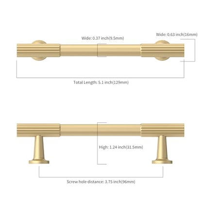 Asidrama 10 Pack 3.75 inch Brushed Gold Kitchen Cabinet Handles - color: Brushed Gold, size: 3.75" Hole Center