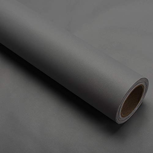 15.8" x400"Grey Wallpaper Self Adhesive Paper Film Peel and Stick Wallpaper - color: Dark Gray, size: 15.8" x 400"