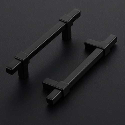 15 Pack Black Cabinet Handles, 3-3/4" Hole Center Kitchen Drawer Pulls - color: Black, size: 3-3/4 Inch Hole Center