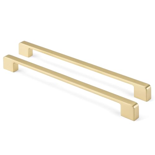 Rergy Cabinet Handles, Brushed Gold Drawer Pulls, 10", 10 Pack - color: Brushed Gold, size: 10"/256MM Hole Center