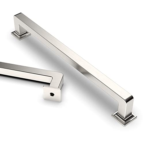 Asidrama 10 Pack 6.3 inch Brushed Satin Nickel Kitchen Cabinet Handles - color: Brushed Satin Nickel, size: 6.3" Hole Center(160mm)