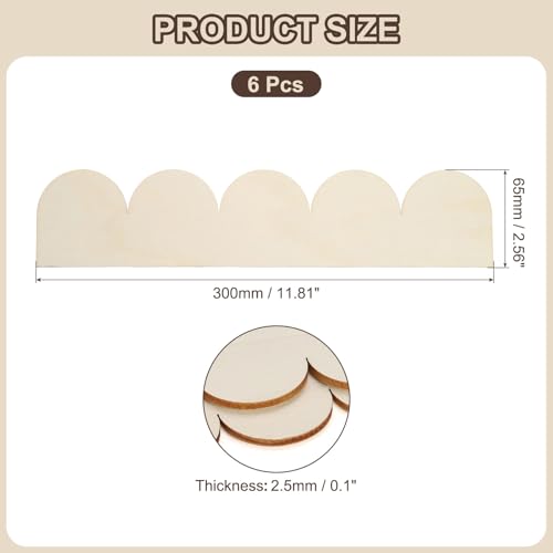 uxcell 6Pcs Decorative Wood Trim, Unfinished Scalloped Wooden Molding Trim for DIY Craft, Home Wall Cabinet Shelf Window Door(11.81" x 2.56") - size: 11.81" x 2.56"