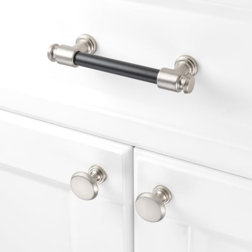 KOOFIZO 10 Pack 3-3/4 in Black & Nickel Cabinet Pulls, Drawer Handles P11 - color: Black + Brushed Nickel, size: 3-3/4" CC
