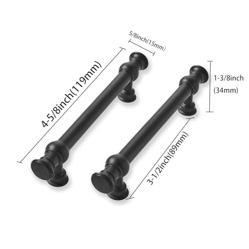 2 Pack 3-1/2 Inch Hole Center Matte Black Cabinet Pulls-Heavy Duty Solid Cabinet Handles Suitable for Cabinets, Dressers, Kitchens and Bathroom cabinets - color: Matte Black, size: 3-1/2 Inch hole center, style: 2-Pack