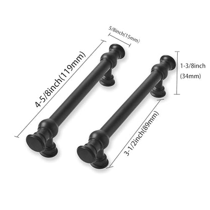 2 Pack 3-1/2 Inch Hole Center Matte Black Cabinet Pulls-Heavy Duty Solid Cabinet Handles Suitable for Cabinets, Dressers, Kitchens and Bathroom cabinets - color: Matte Black, size: 3-1/2 Inch hole center, style: 2-Pack