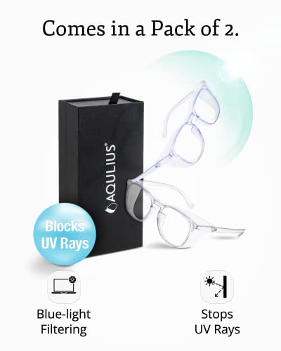 Aqulius Safety Glasses for Women & Men - 2 Pack - Scratch-Resistant Protective Eyewear, Shooting Glasses, Safety Goggles - color: Blue & Clear