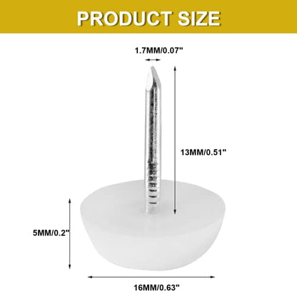 Waziaqoc 60PCS Nylon Furniture Sliders, White, 16mm x 5mm, Round