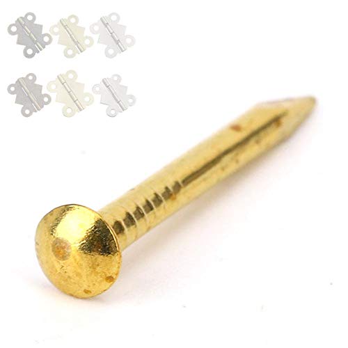 HEEPDD 100Pcs Brass Escutcheon Tacks, Round Head Brass Brad Nail (15mm) - color: 15mm Length