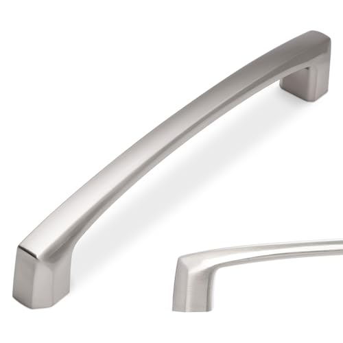 10 Pack 5 Inch Kitchen Cabinet Handles Brushed Satin Nickel Cabinet Pulls Silver Drawer Pulls Zinc Alloy Kitchen Hardware - color: Brushed Satin Nickel, size: 5'' Hole Center(128mm)