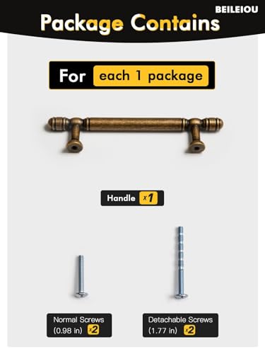 Antique Brass Cabinet Pulls - 3-3/4 Inch(96mm) Hole Center Cabinet Hardware,Kitchen Cupboard Bathroom Dresser Pulls Classic Vintage Drawer Handles (10, Antique Brass, 3-3/4"(96mm) Hole Centers) - size: 3-3/4"(96mm) Hole Centers