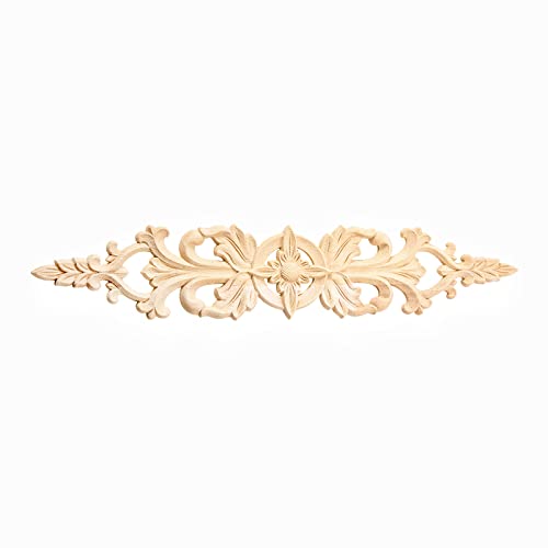 1Pc Wood Carved Appliques Long Wooden Carving Onlays Decals for Furniture - color: 1-Pack, size: 12.99" x 2.36"