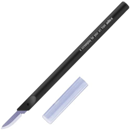 ALLEX Japanese Exacto Craft Knife with Cap Cover [0.8" Curved Blade] - Precision Hobby Knife for Crafting, Art, Model Kit - Sharp Japanese Stainless Steel & Heavy Duty Fixed Blade - Made in Japan - color: Curved Blade
