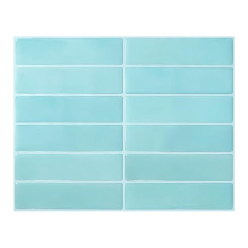 Peel and Stick Backsplash Tile for Kitchen, 10 Sheets, 11.42''x9'' - color: Lake Blue