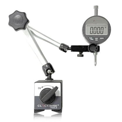 Clockwise Tools Digital Indicator with Magnetic Base Holder Stand, DIBR-0055 0-0.5 Inch/12.7mm, Inch/Metric Conversion, Auto Off - style: DIGR0055; 0-0.5"/12.7mm with Magnetic Base