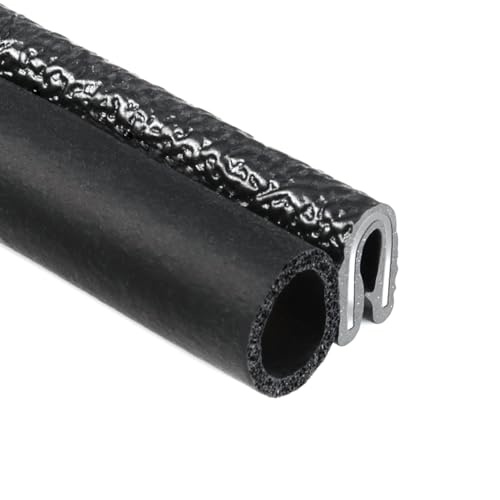 TRIM-LOK Trim Seal, Edge Trim with Side Bulb, Fits 0.375-Inch Bulb, 1/16-Inch Edge, 3/8-Inch Leg, 25-Foot Length, Black Pebble Finish, Flexible PVC Plastic Trim with EPDM Rubber Weather Stripping - style: 0.375" Bulb, 1/16" Edge, 3/8" Leg, 25 Feet